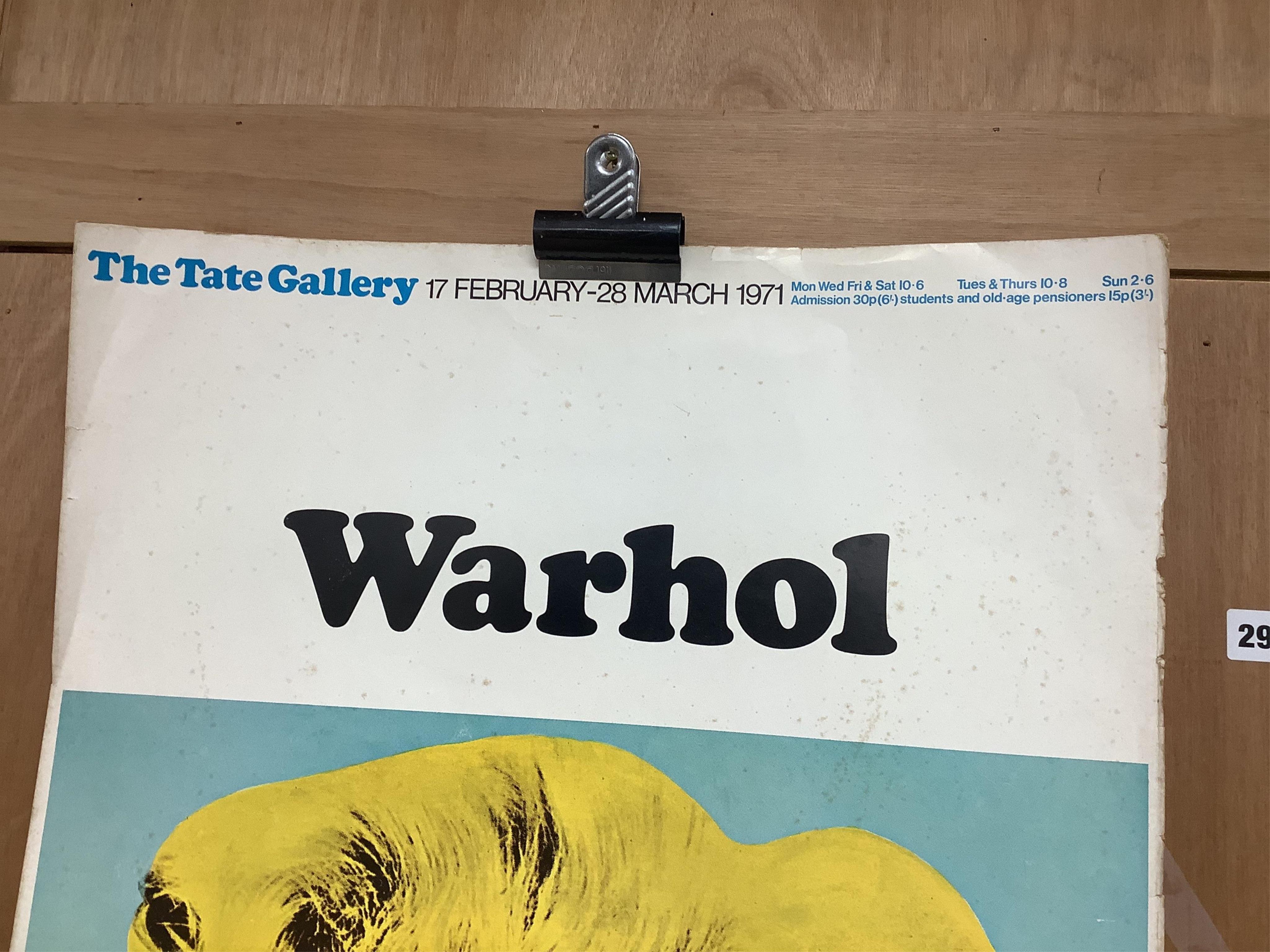 A 1971 Tate gallery Warhol Exhibition advertising poster, 51cm wide, 76cm high. Condition - fair